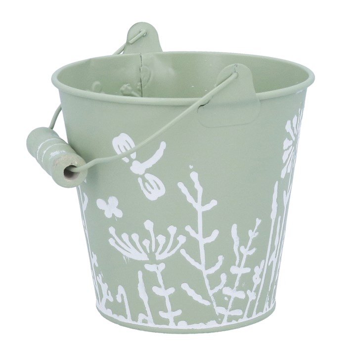 gisela graham Metal Bucket - Embossed Green Meadow