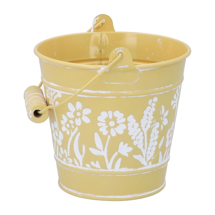 gisela graham Metal Bucket - Yellow Embossed Floral