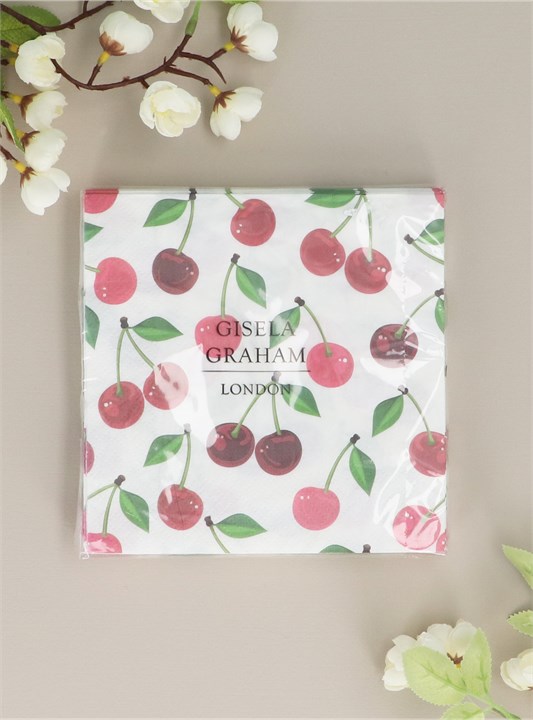 Gisela Graham Pack Of 20 Paper Napkins - Cherries