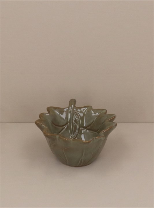 Gisela Graham Porcelain Mini Bowl - Green Leaf