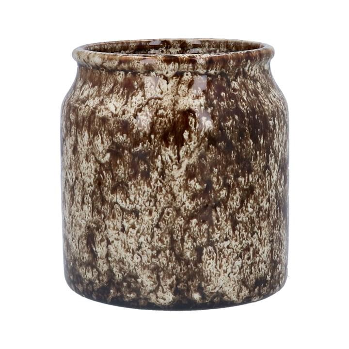 gisela graham Porcelain Pot - Brown Reactive Glaze
