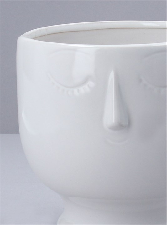 Gisela Graham Pot Cover - White Glazed Round Face