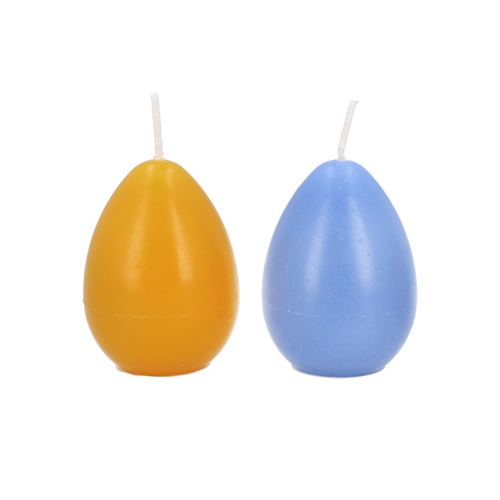 gisela graham Set of 2 Candles - Blue & Ochre Eggs