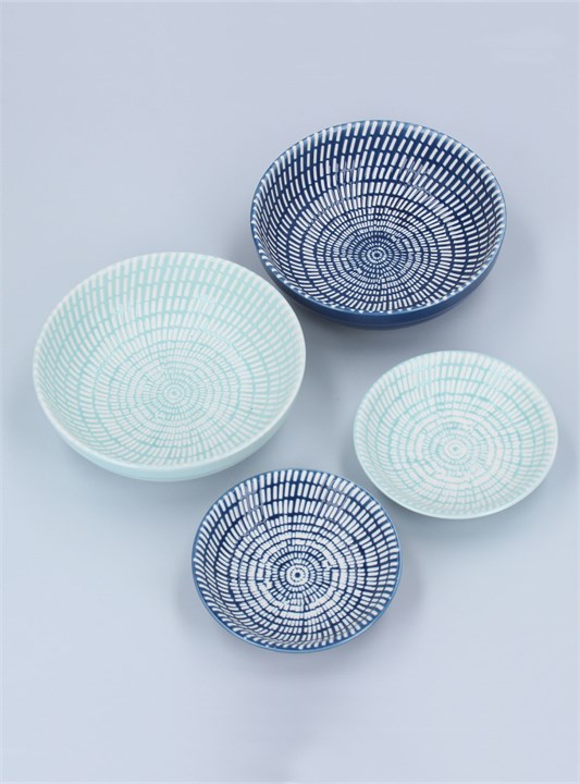 Gisela Graham Set Of 2 Trinket Dishes - Blue Dash