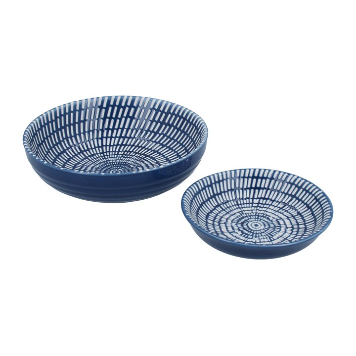 gisela graham Set of 2 Trinket Dishes - Navy Dash