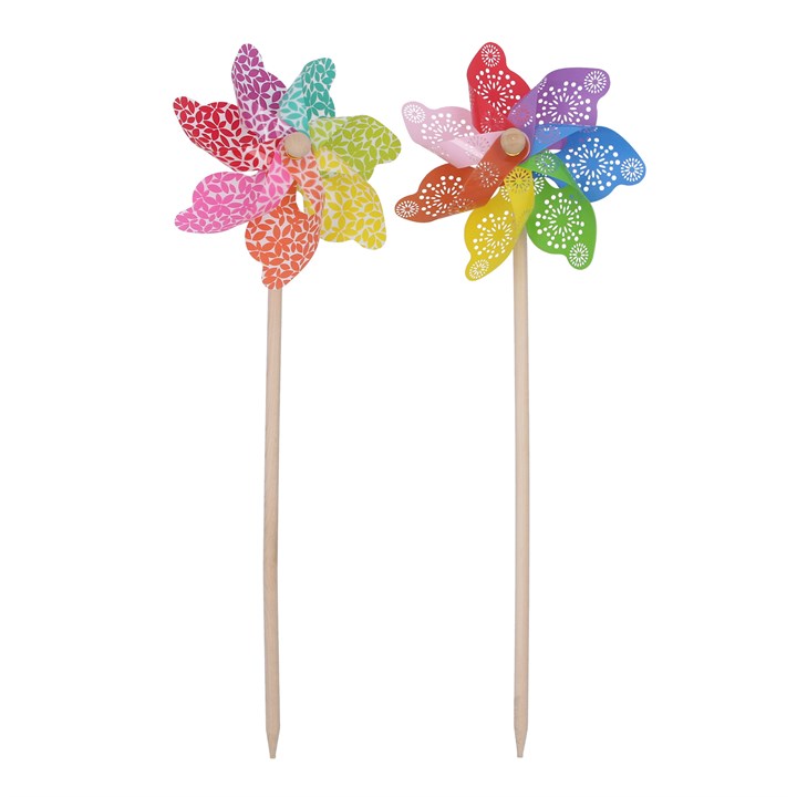 gisela graham Set of 2 Windmills - Rainbow Petals