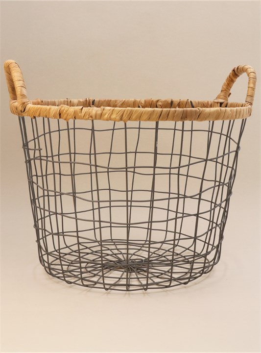 Gisela Graham Set Of 2 Wire Baskets - Woven Trim Tub
