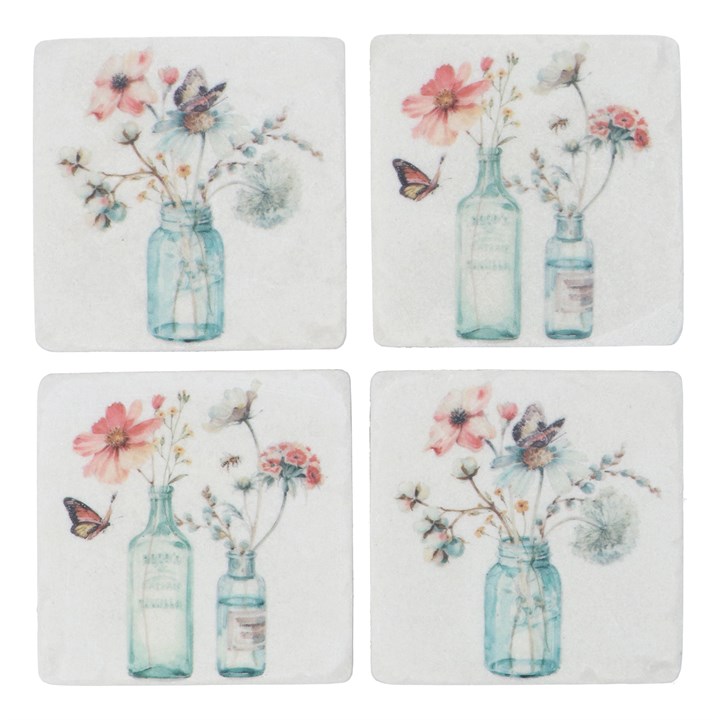 gisela graham Set of 4 Resin Coasters - Bud Vase