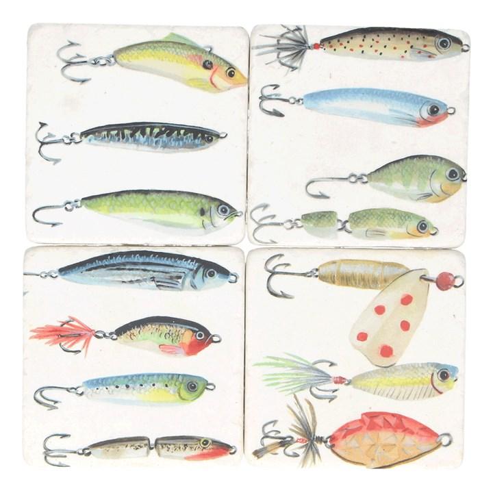 gisela graham Set of 4 Resin Coasters - Fly Fishing