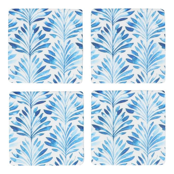 gisela graham Set of 4 Resin Coasters - Indigo Fans