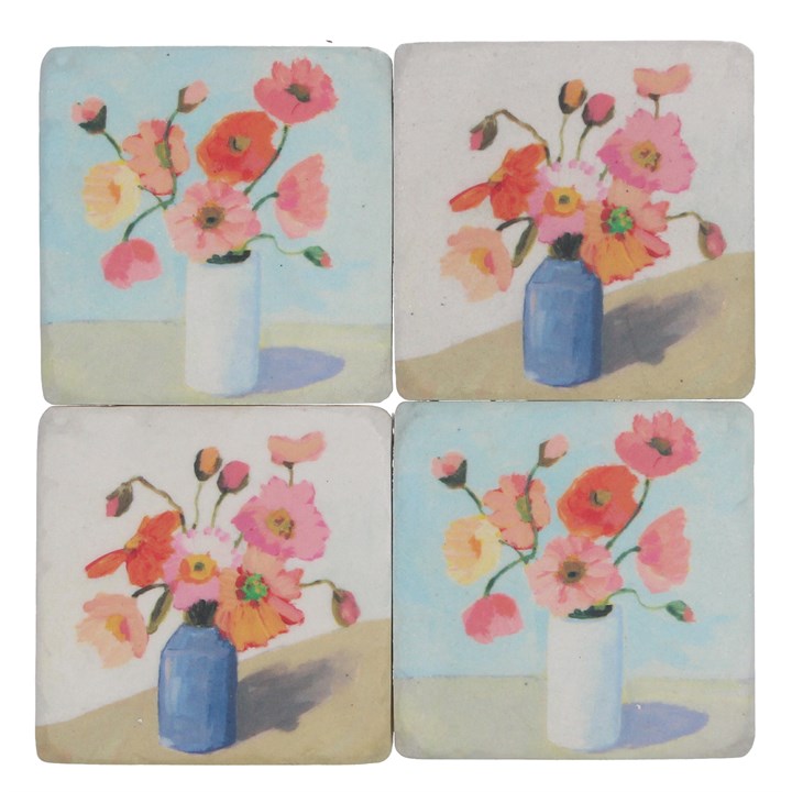 gisela graham Set of 4 Resin Coasters - Poppies