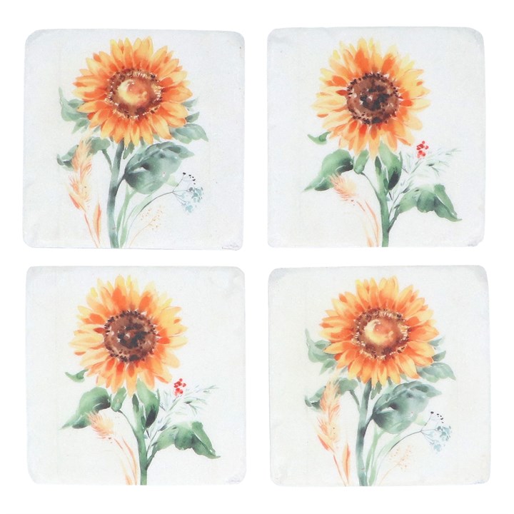 gisela graham Set of 4 Resin Coasters - Sunflower