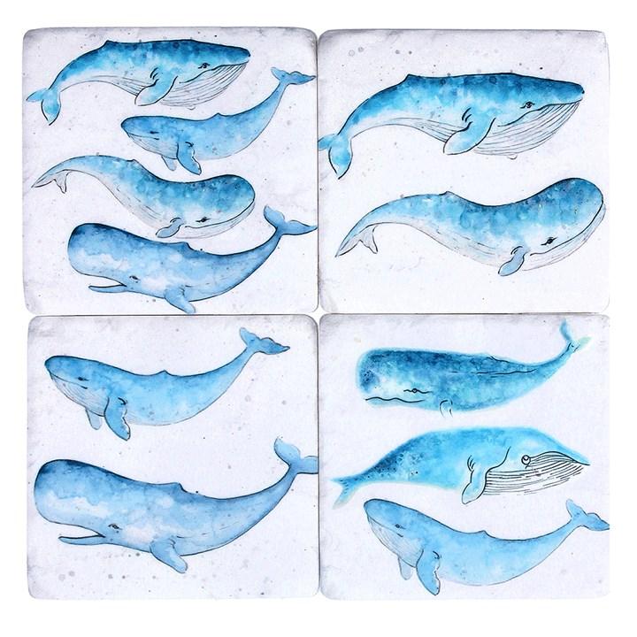gisela graham Set of 4 Resin Coasters - Whales