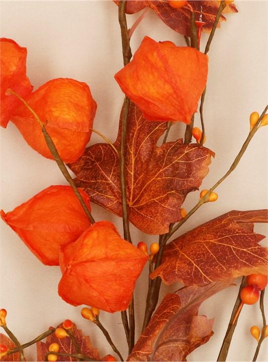 Gisela Graham Spray - Orange Physalis & Autumn Leaves
