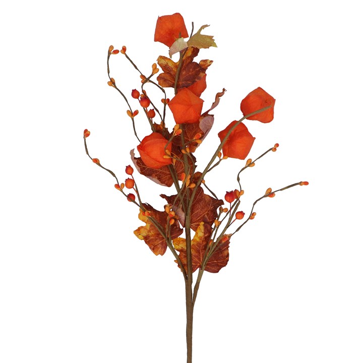 gisela graham Spray - Orange Physalis & Autumn Leaves