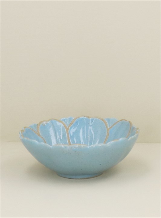 Gisela Graham Stoneware Bowl - Blue Flower