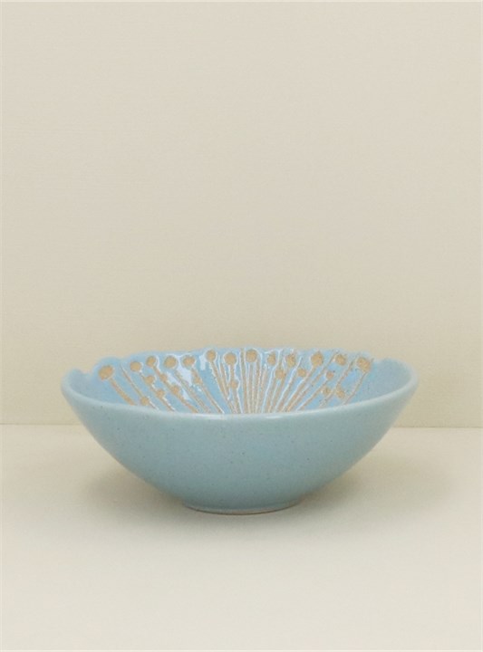 Gisela Graham Stoneware Bowl - Blue Seed Head