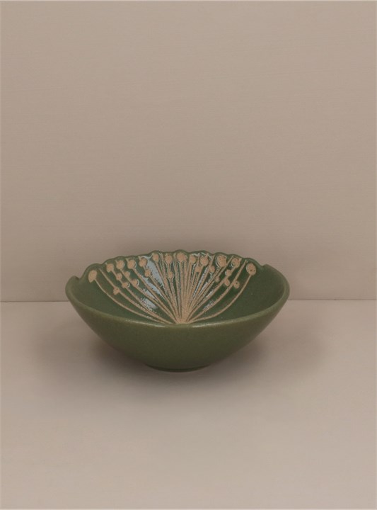 Gisela Graham Stoneware Bowl - Green Seed Head