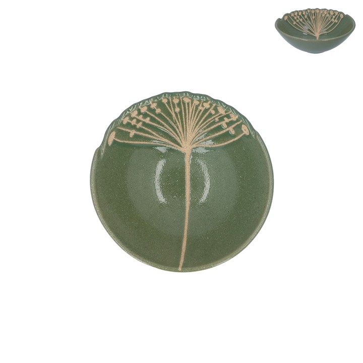 gisela graham Stoneware Bowl - Green Seed Head