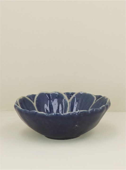 Gisela Graham Stoneware Bowl - Navy Flower