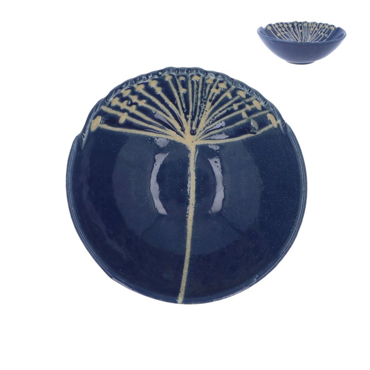 gisela graham Stoneware Bowl - Navy Seed Head