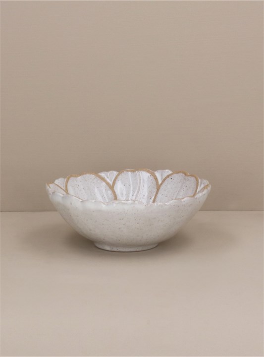 Gisela Graham Stoneware Bowl - White Flower