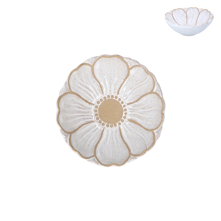 gisela graham Stoneware Bowl - White Flower