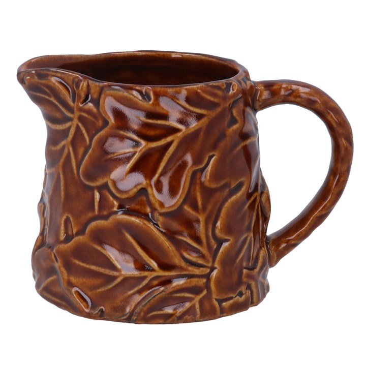 gisela graham Stoneware Jug - Brown Oak Leaf