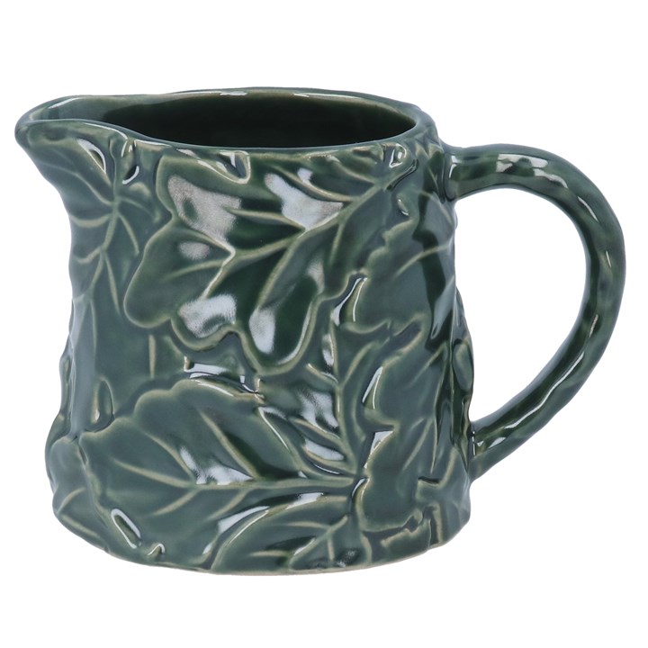 gisela graham Stoneware Jug - Green Oak Leaf
