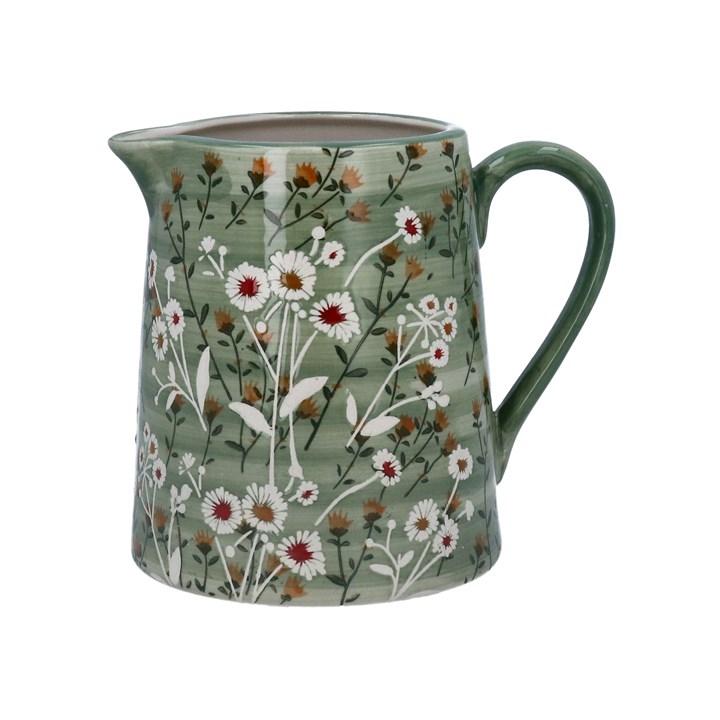gisela graham Stoneware Jug - Green Wild Daisy