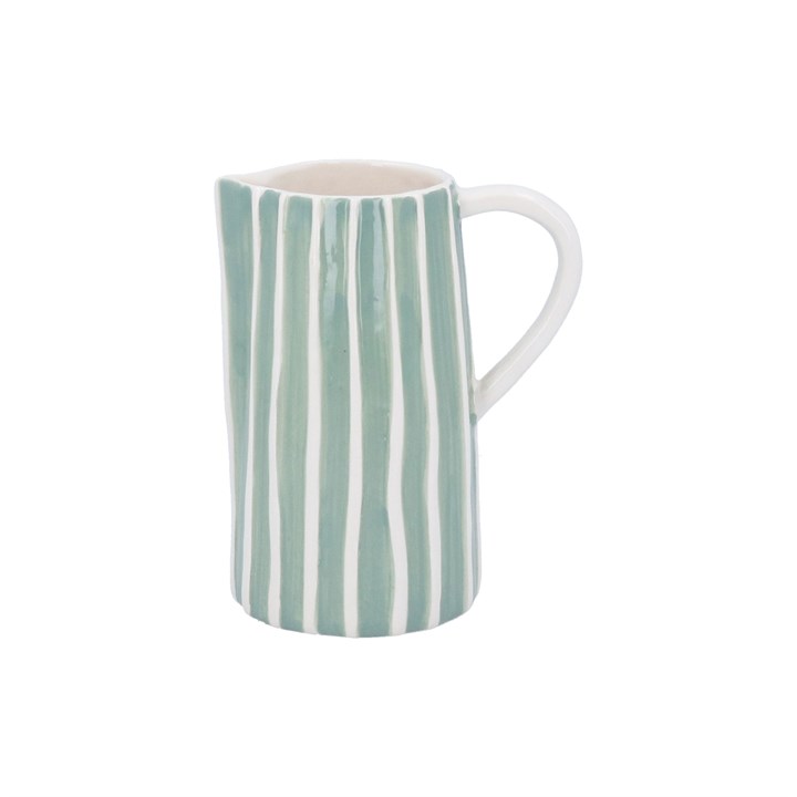gisela graham Stoneware Jug - Sage Stripes