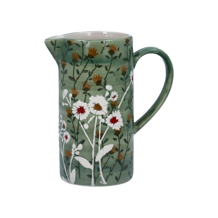 gisela graham Stoneware Jug - Small Green Wild Daisy