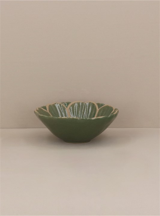 Gisela Graham Stoneware Mini Bowl - Green Flower