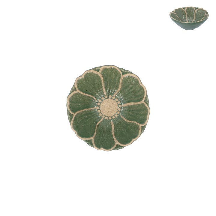 gisela graham Stoneware Mini Bowl - Green Flower