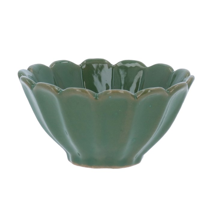 gisela graham Stoneware Mini Bowl - Green Fluted