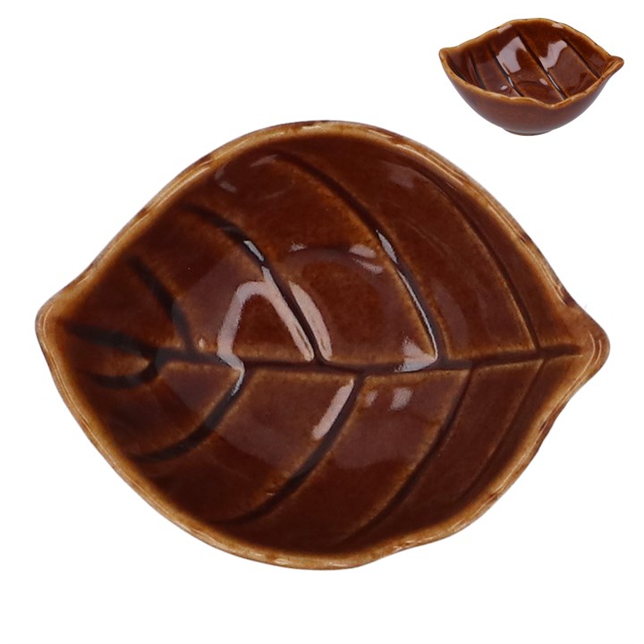 gisela graham Stoneware Mini Dish - Brown Leaf