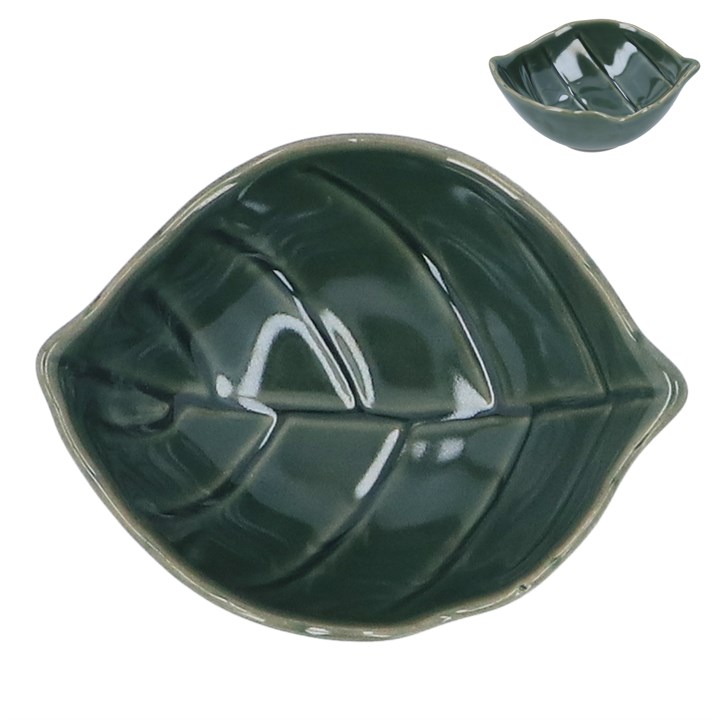 gisela graham Stoneware Mini Dish - Green Leaf