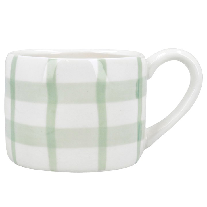 gisela graham Stoneware Mini Mug - Green Check