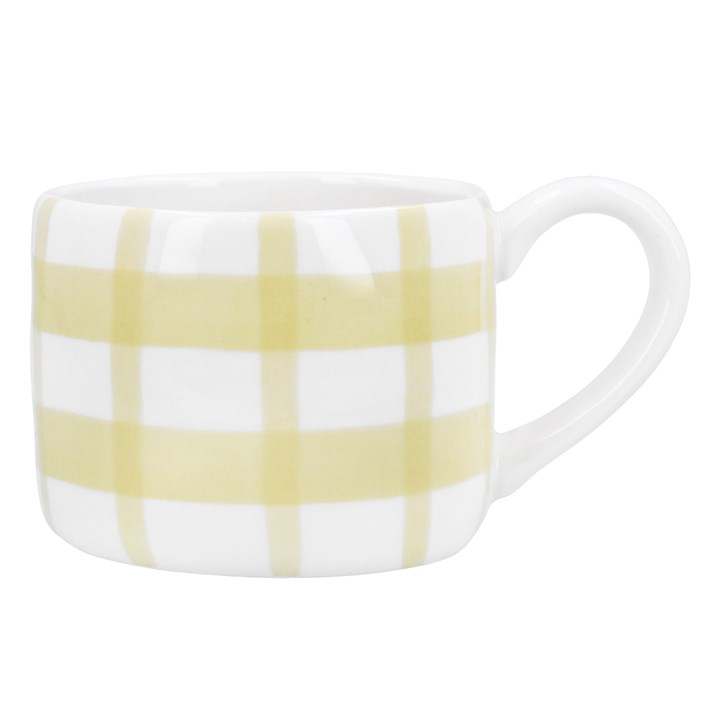 gisela graham Stoneware Mini Mug - Yellow Check