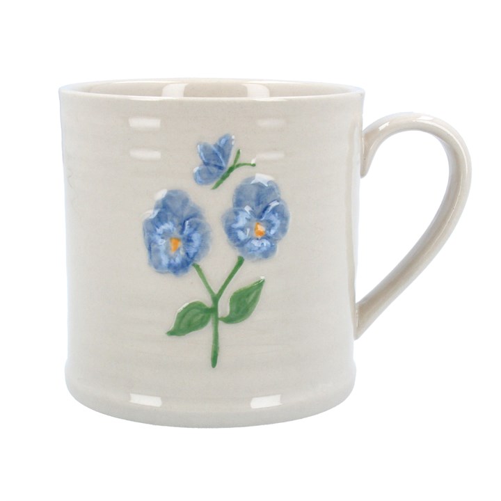 gisela graham Stoneware Mug - Blue Viola & Butterfly