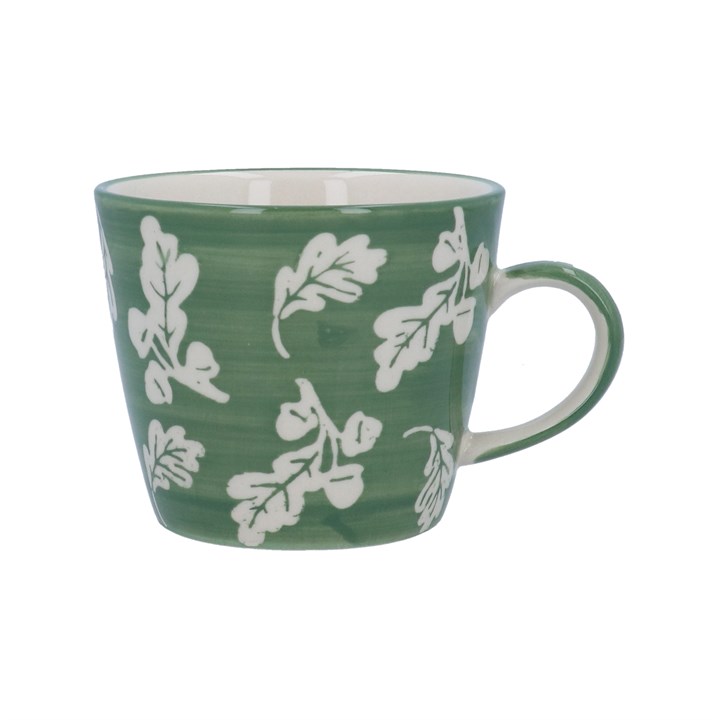 gisela graham Stoneware Mug - Green Oak Leaves