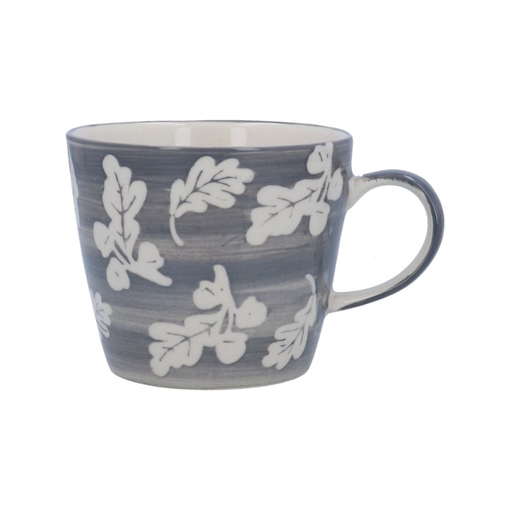 gisela graham Stoneware Mug - Grey Oak Leaves