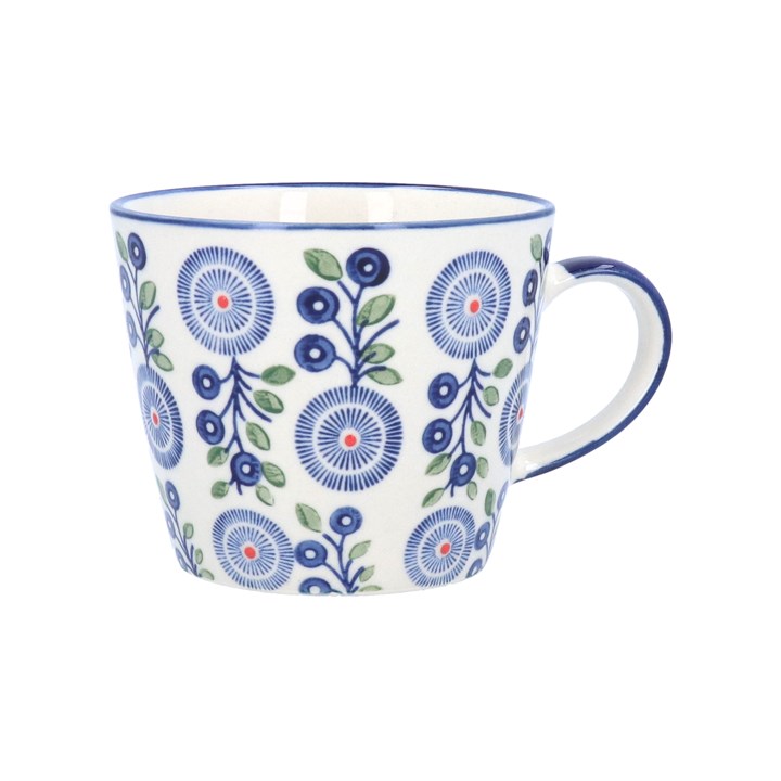 gisela graham Stoneware Mug - Navy Bellis Daisy
