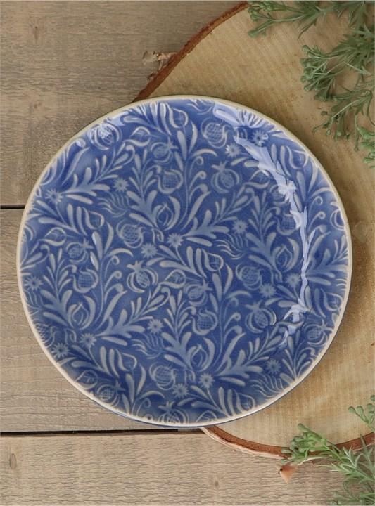 Gisela Graham Stoneware Plate - Blue Country Flowers