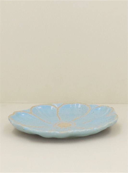 Gisela Graham Stoneware Plate - Blue Flower