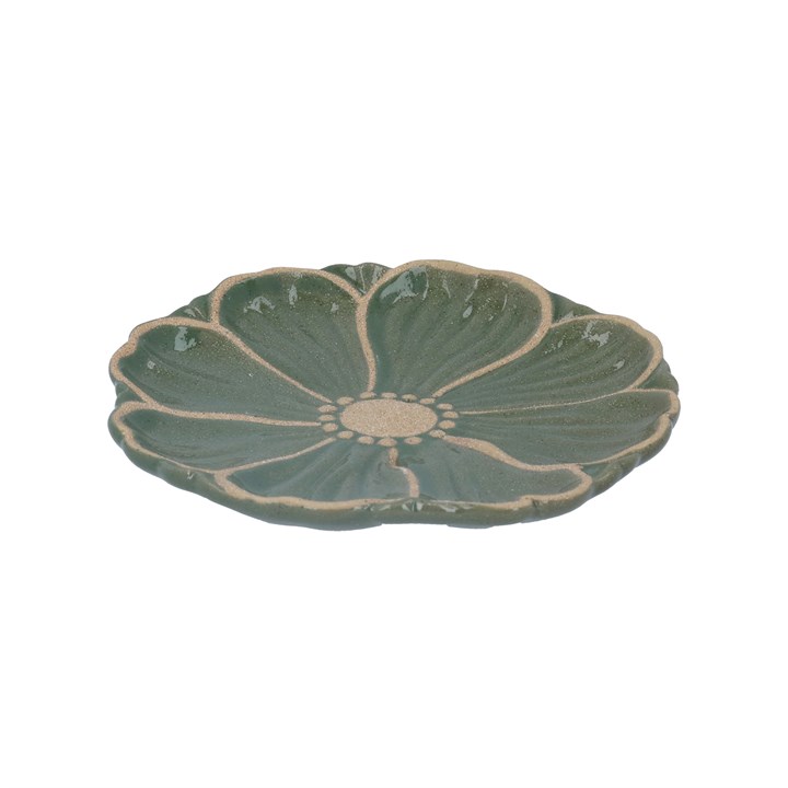 gisela graham Stoneware Plate - Green Flower
