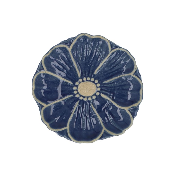gisela graham Stoneware Plate - Navy Flower
