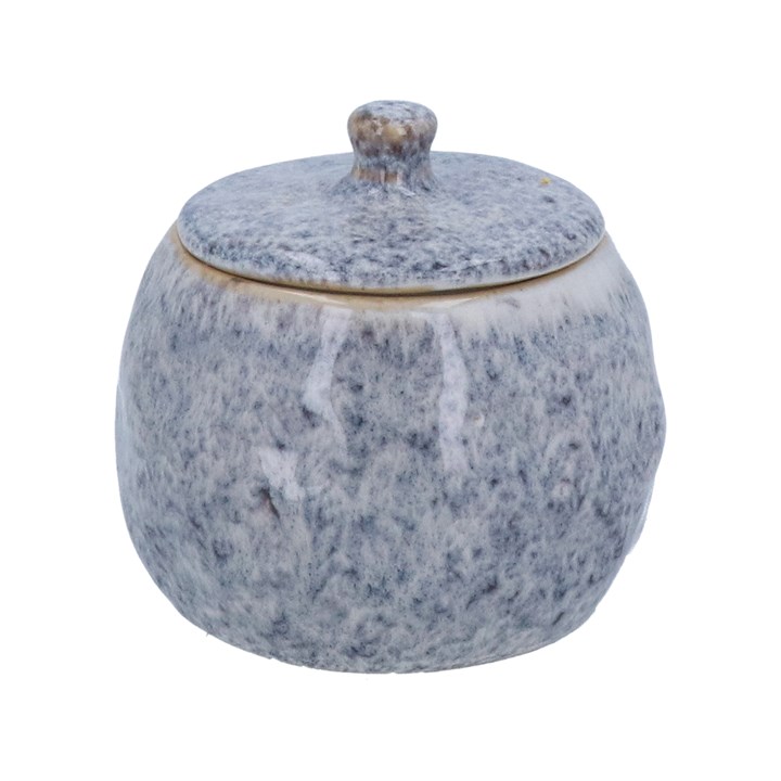 gisela graham Stoneware Pot - Blue Speckled with Lid