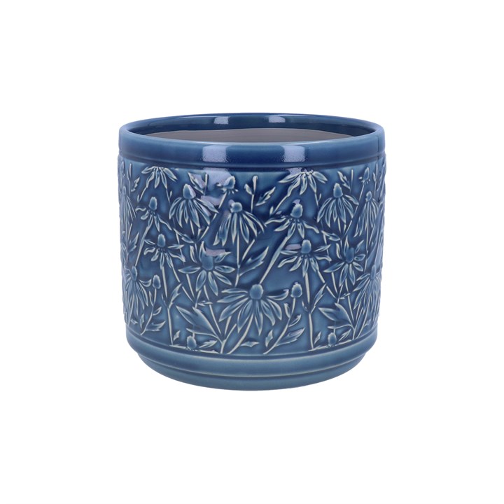 gisela graham Stoneware Pot Cover - Navy Rudbeckia