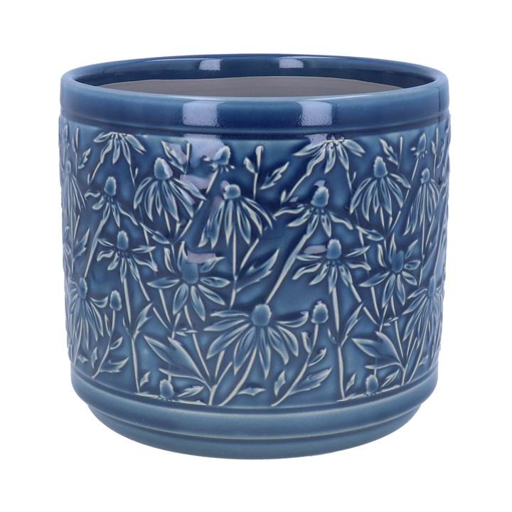 gisela graham Stoneware Pot Cover - Navy Rudbeckia